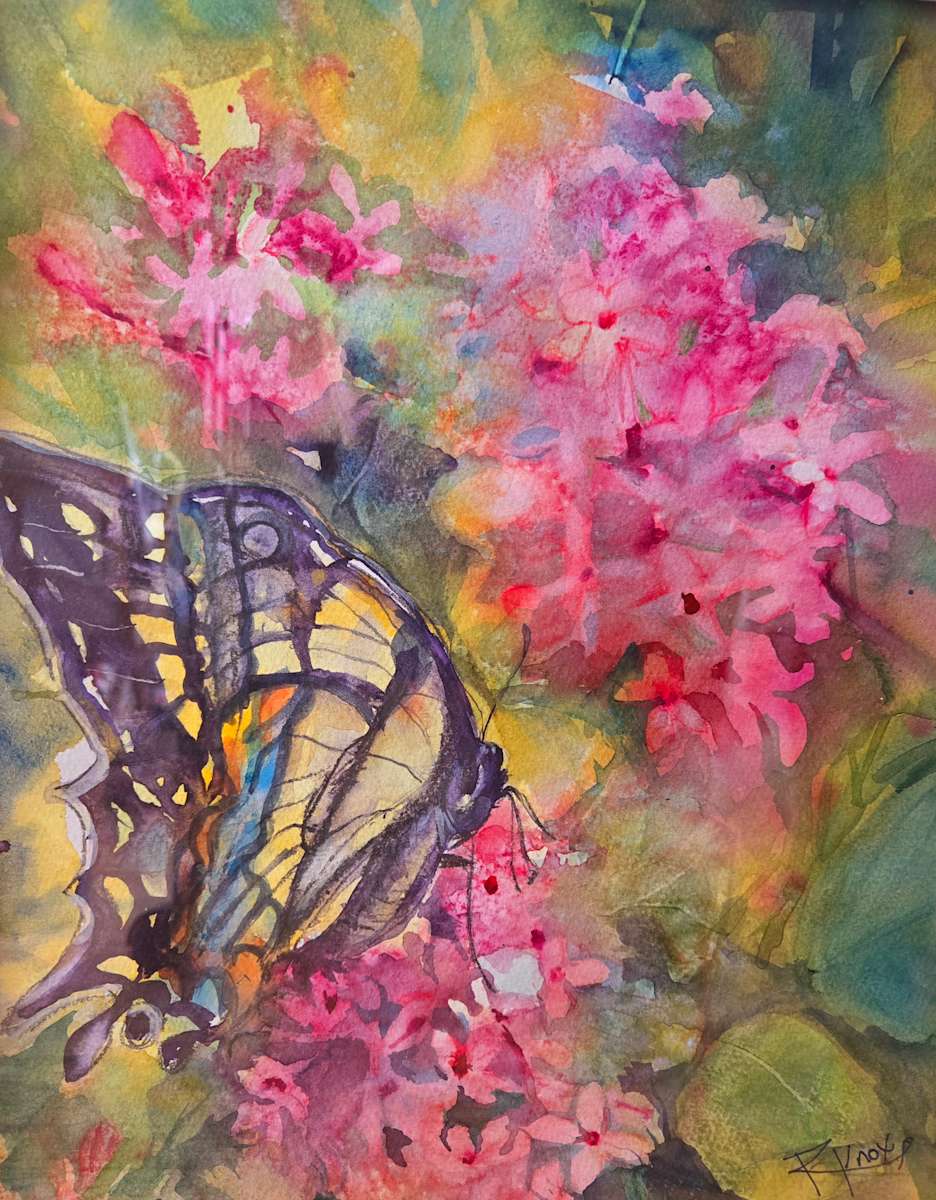 Swallowtail and Lilacs on a Date by Robin Knox 