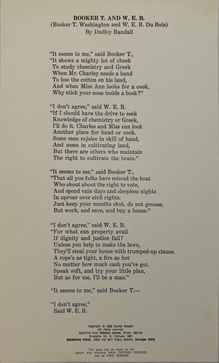 Booker T. and W. E. B by Dudley Randall, Image 1.