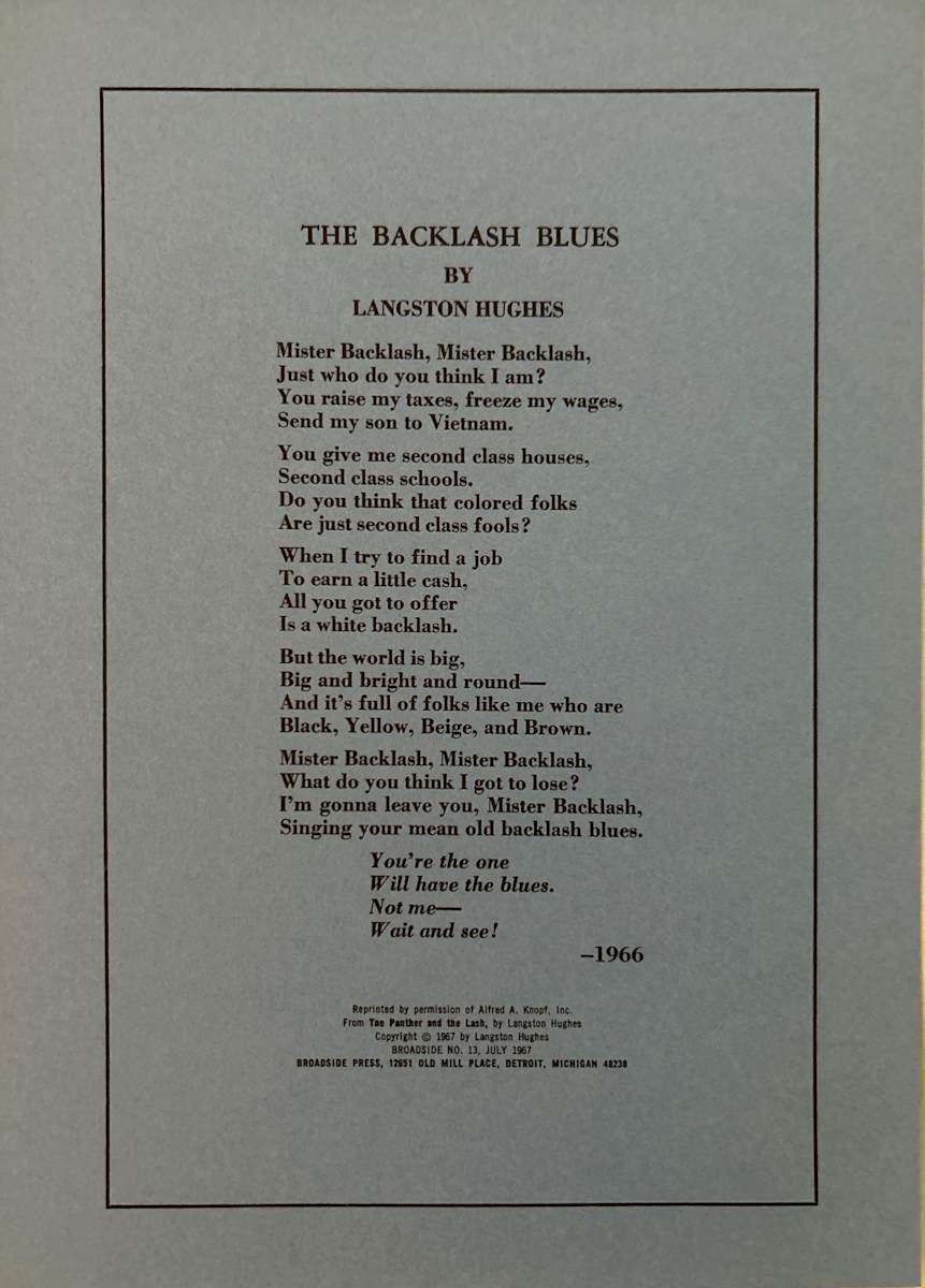 The Backlash Blues by Langston Hughes, Image 1.