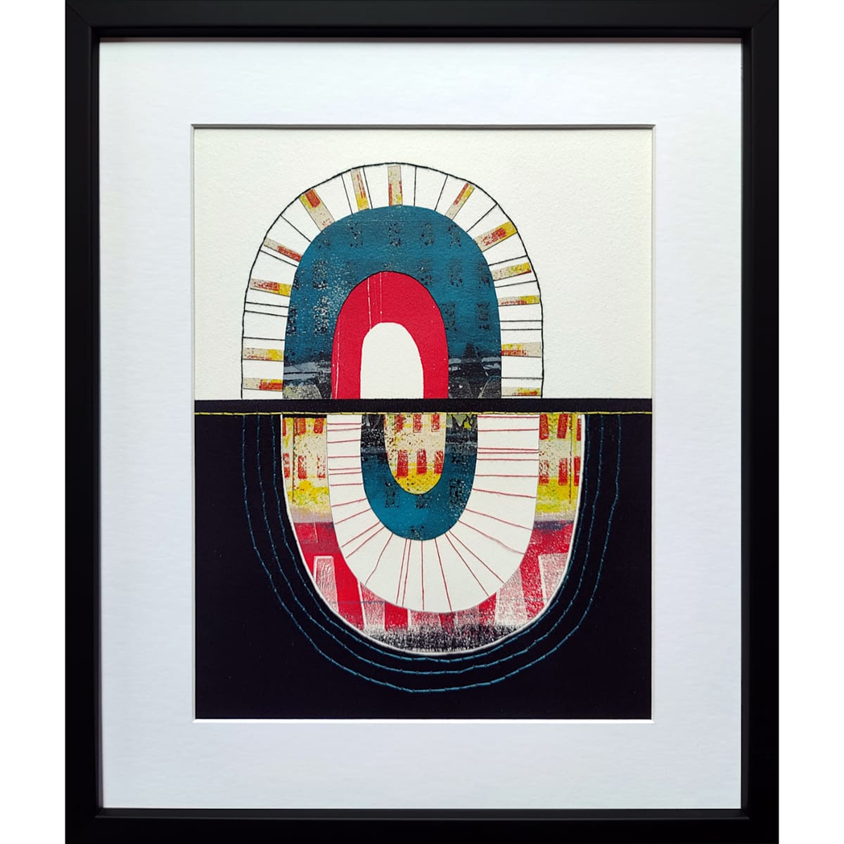 Trying to Meet in Middle by Maren Oates  Image: Framed with mat, 15" x 18" 