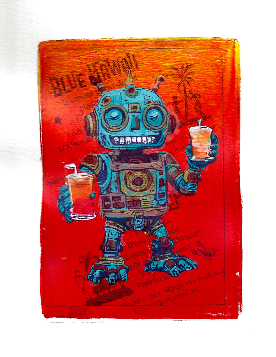 Boozy Bots #6 - Blue Hawaii - OrRd by Greg Butkus, Image 2.