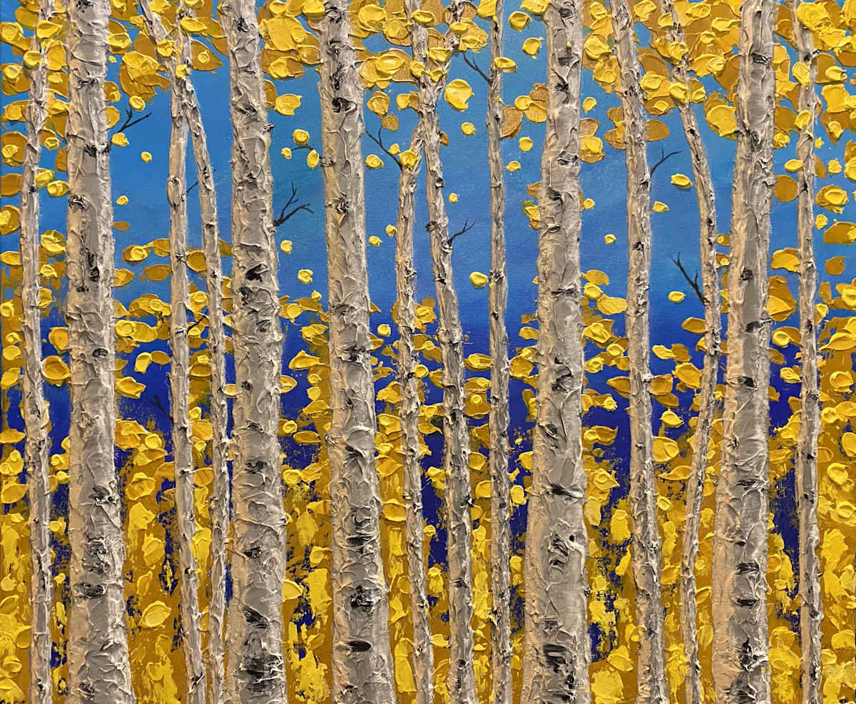 Birch Trees in the Autumn by Tin Cat   Sherry Smith Schnicke 