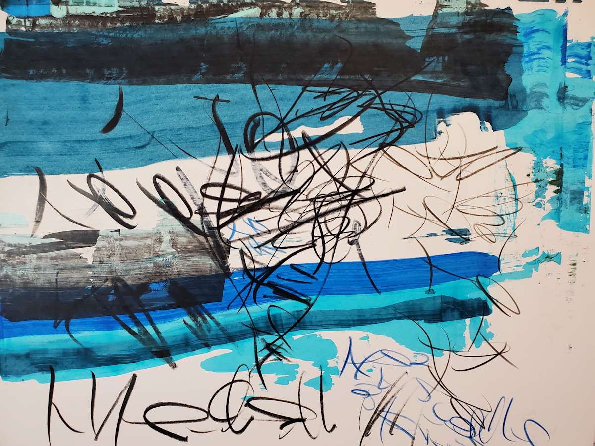 Black Horizon by scottkadamsart  Image: Black Horizon, 5-6-2023, 17.5" x 23 "(44.45 x 58.42 cm), acrylic and mixed media on paper. From the Symbolic Landscape Series. Copyright Scott K. Adams, 2023.