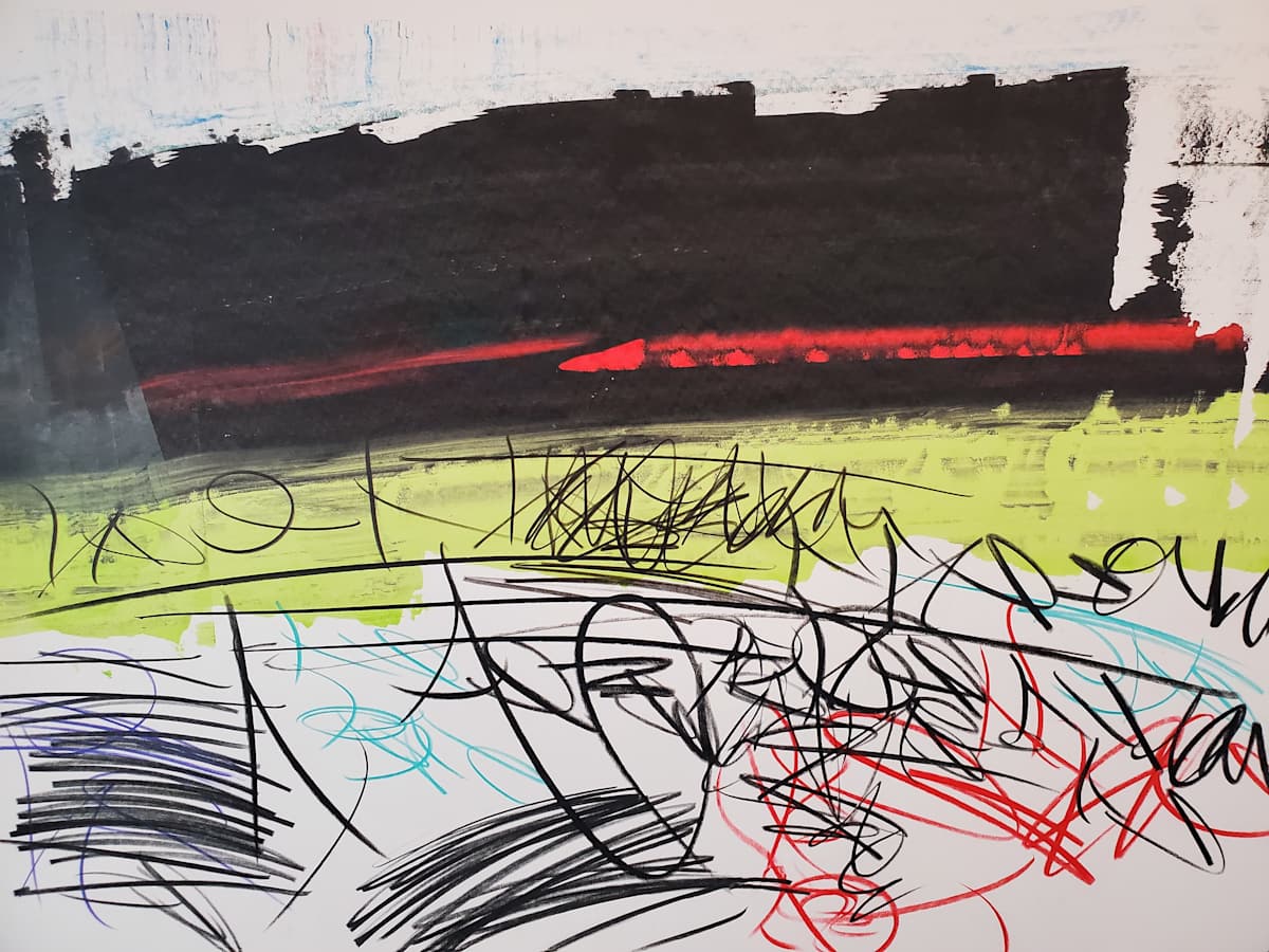 August Green by scottkadamsart  Image: August Green, 8-31-2023, 17.5" x 23 "(44.45 x 58.42 cm), acrylic and mixed media on paper. From the Symbolic Landscape Series. Copyright Scott K. Adams, 2023.
