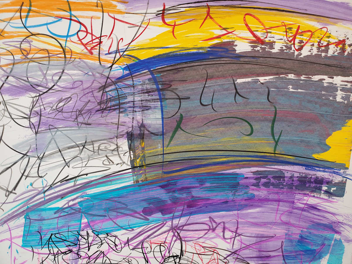 Night Envelope by scottkadamsart  Image: Night Envelope, 1-30-2025, 17.5" x 23 "(44.45 x 58.42 cm), acrylic and mixed media on paper. From the Symbolic Landscape Series. Copyright Scott K. Adams, 2025.