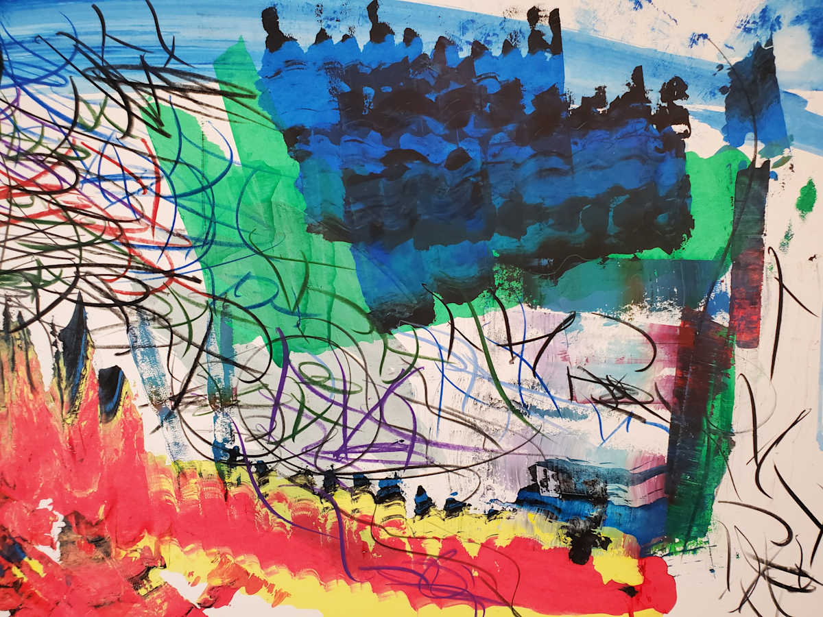 Itasca by scottkadamsart  Image: Itasca, 8-27-2023, 17.5" x  23", (44.45 x 58.42 cm), acrylic and mixed media on paper. Copyright Scott K. Adams, 2023. From the Symbolic Landscape Series.