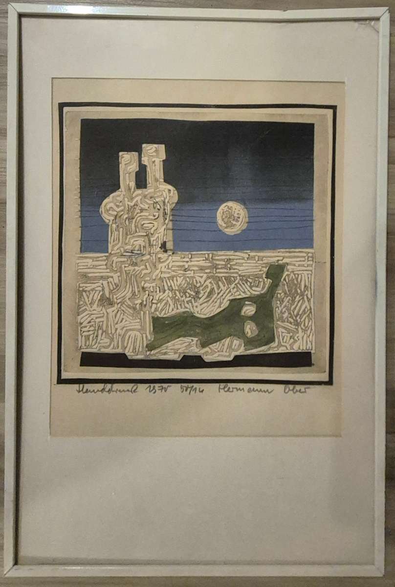 Abstrakte Landschaft und Figuren by Hermann Ober 
