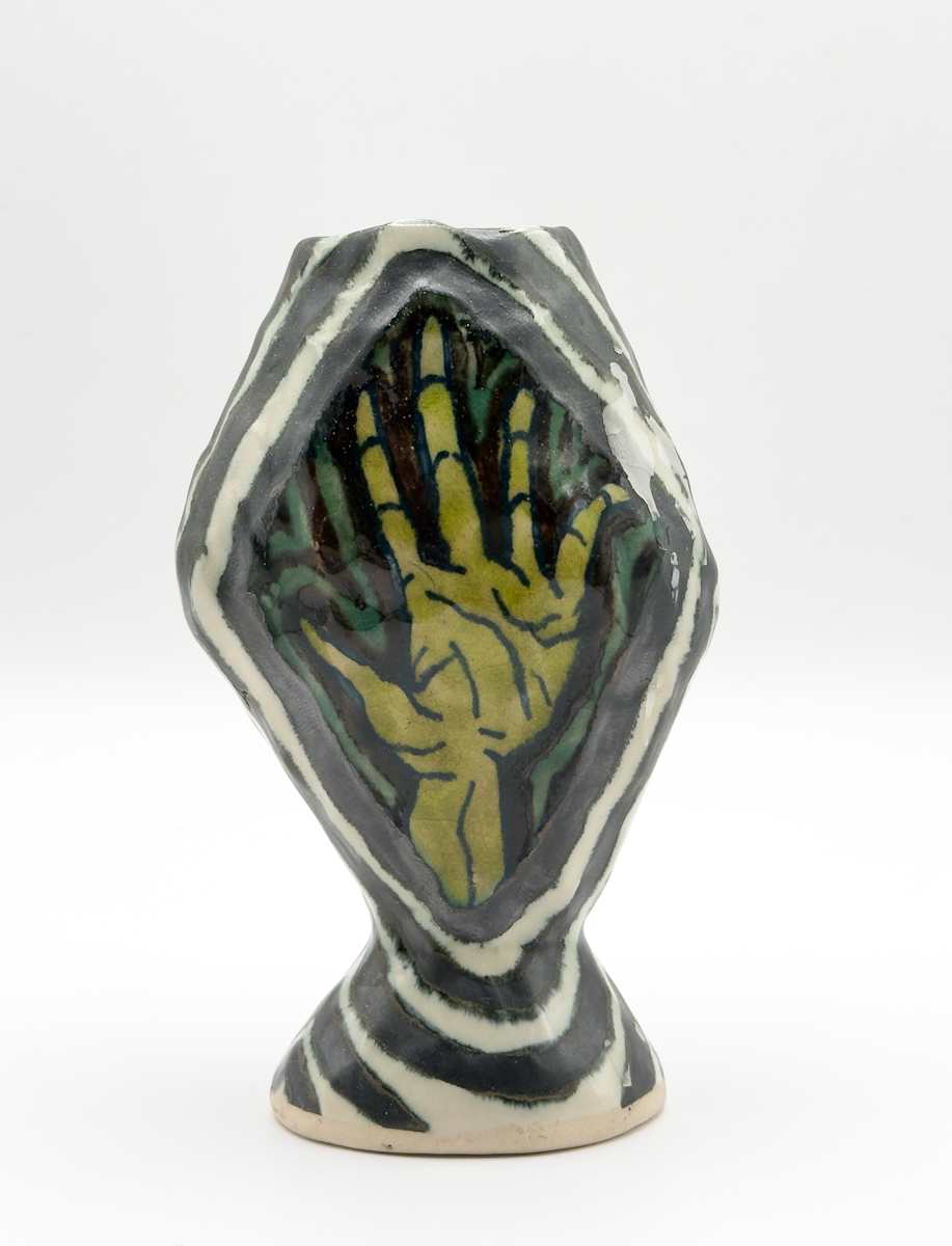 Untitled (striped hand vase) by George Bowes 