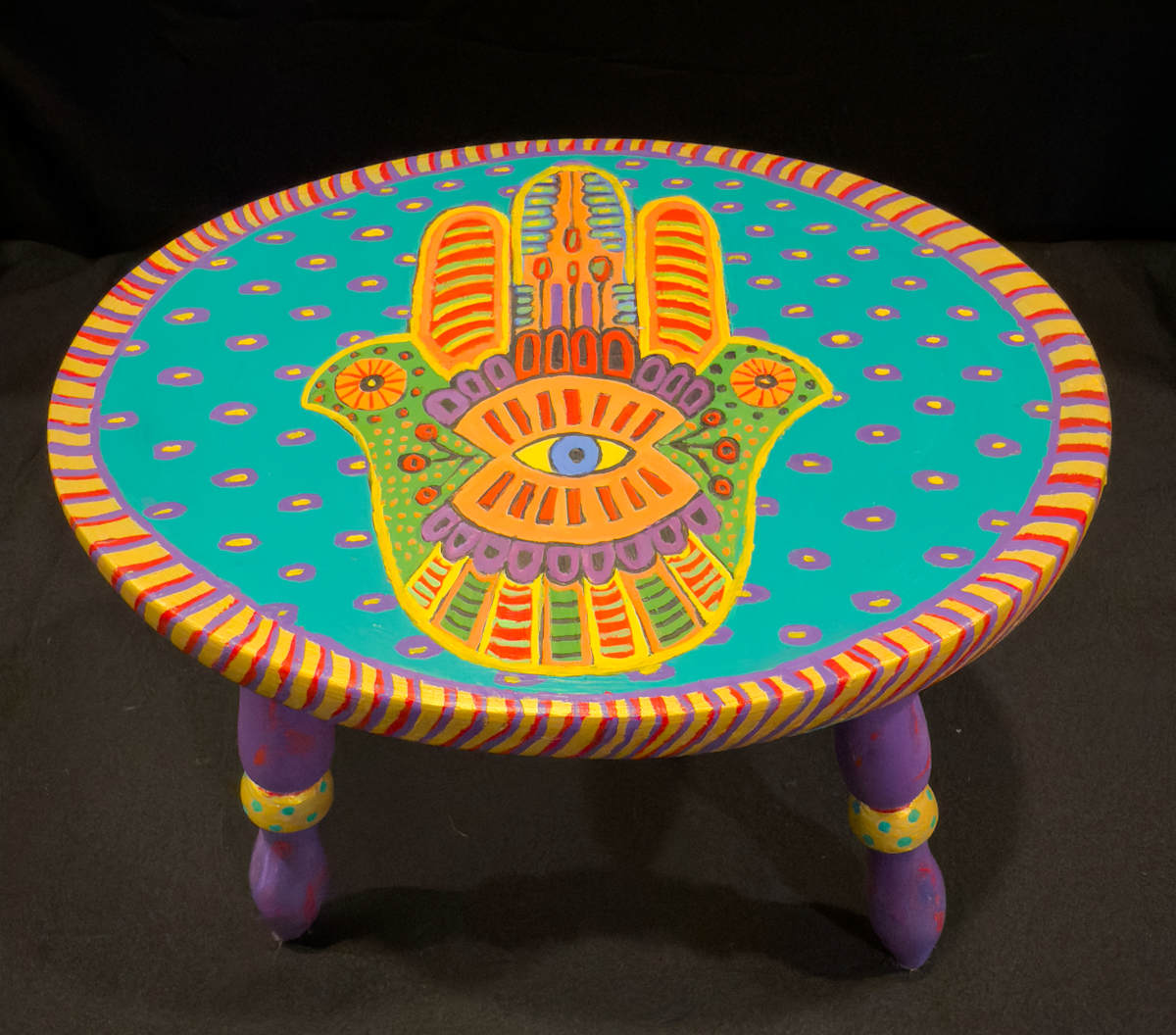Hamsa Stool by Leslie Nichol, Image 1.
