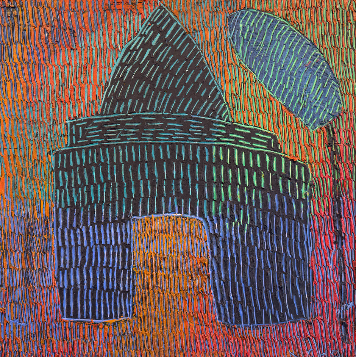 Untitled (black house with tree) by Leslie Nichol, Image 1.