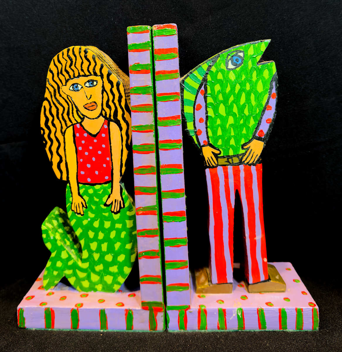 green fish mermaid book ends by Leslie Nichol 