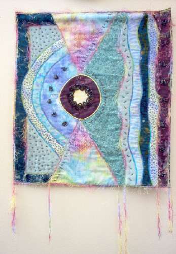 Beads & Whiskers by Katrina Sjoberg  Image: One of my first abstracts where I added a lot of beadwork with different kinds of fabrics.