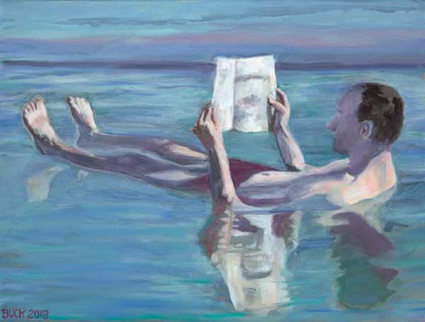 Man reading/floating by Patricia Buck, Image 1.