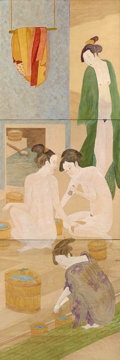 The Japanese Bath by Patricia Buck  Image: Japanese Bath, panels hung vertically.