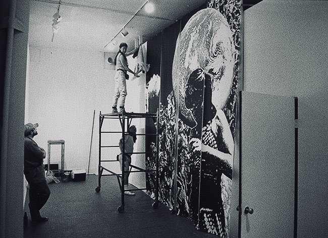 Installing Genetics Memetics, Pirate Contemporary Art, Denver, Colorado. by Patricia Buck, Image 1.