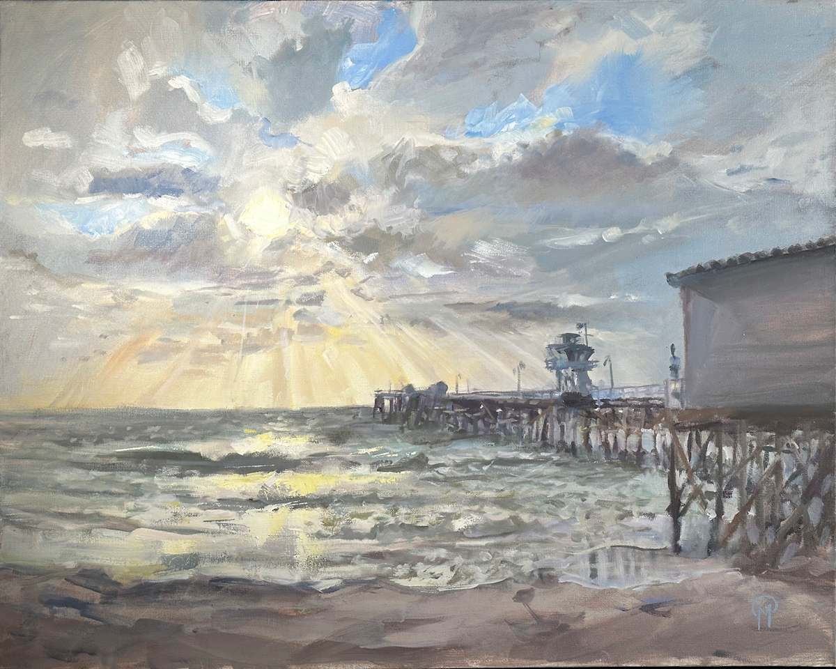 Stormbreak by Nick Martello  Image: Storms bring dramatic skies and particularly 
beautiful sunsets as the clouds break up at the tail end of a storm. I was inspired by the light breaking through and dancing on the surface of the water.