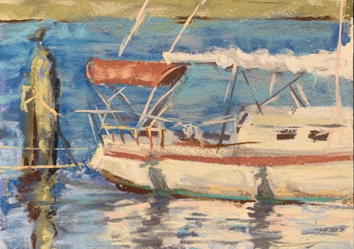 Bay Sailboat by Mary Moores 