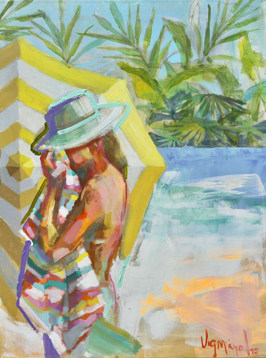 Yellow stripped umbrella by VigMayol, Image 1.
