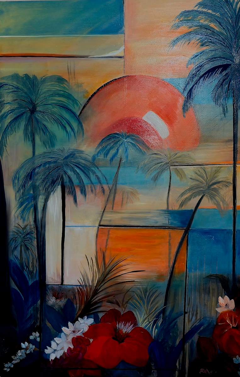 Eythsian Sunset by Shannon Rios  Image: 24x36 x 1.5 cradled gesso board.