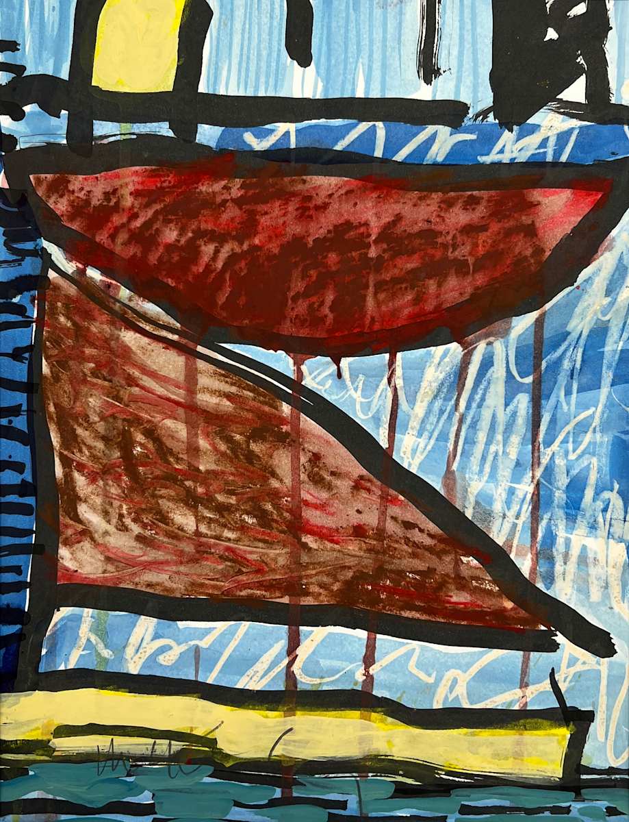 Diagram Of Events by SCOTT A. MCKINLEY  Image: Abstracted sailboat under heavy cloud.