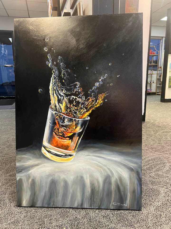 Bourbon Splash by Patrick Cunningham  Image: A new painting at Red Door Gallery entitled “ Bourbon Splash “