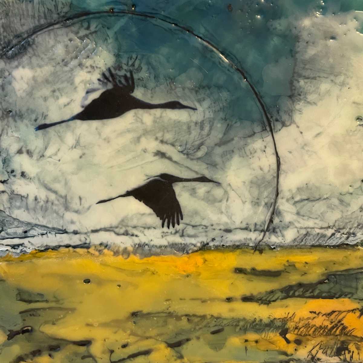 Two cranes forward by Karen Faller 