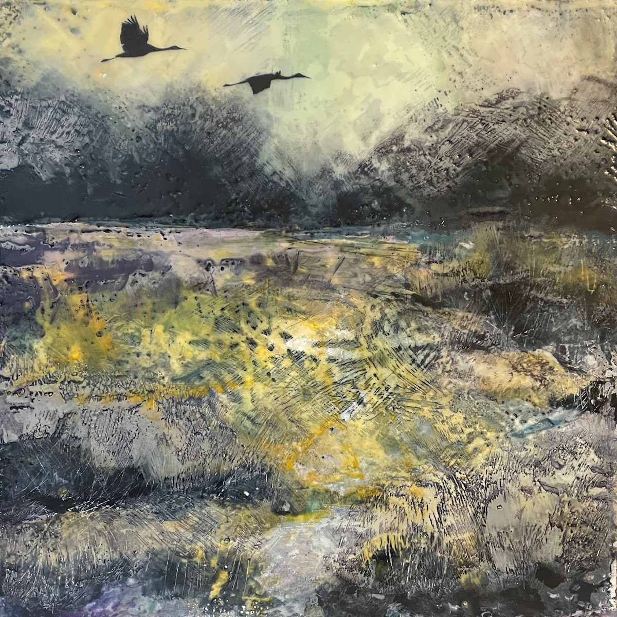 Cranes of grey by Karen Faller 