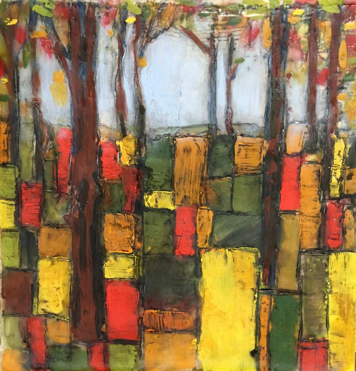 Mosaic trees by Karen Faller 