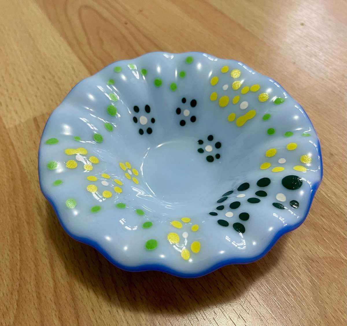 Hand-painted fluted bowl #2 by Julie Root Sawyer, Image 1.