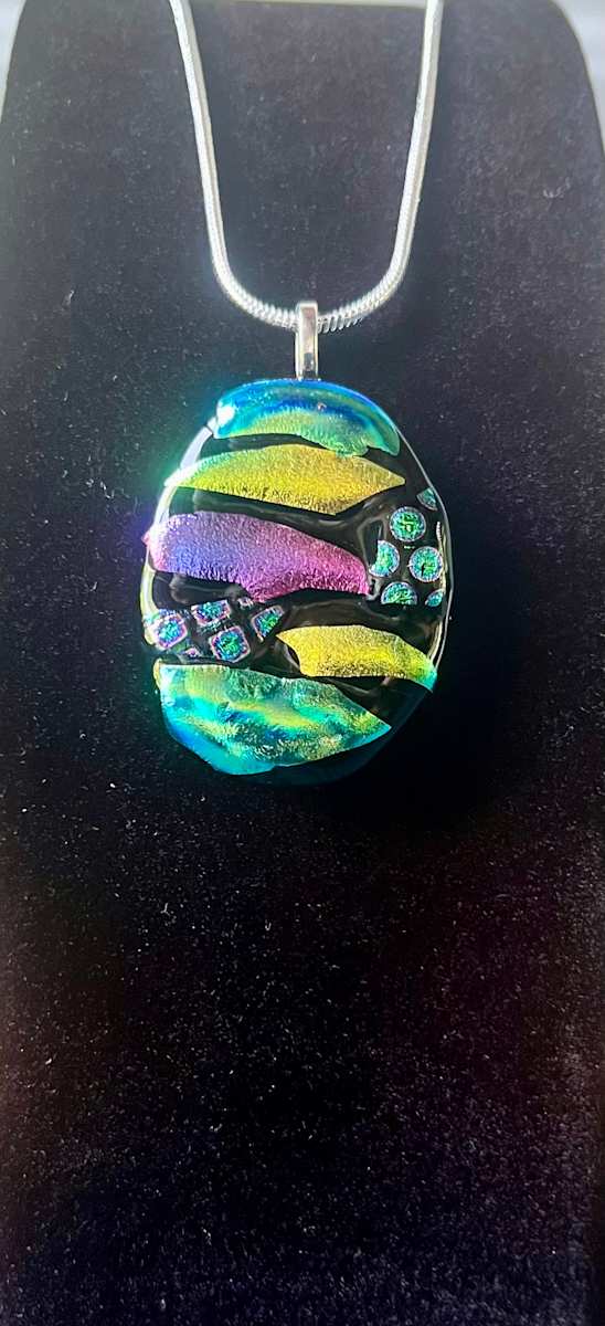 Dichroic oval pendant by Julie Root Sawyer, Image 1.