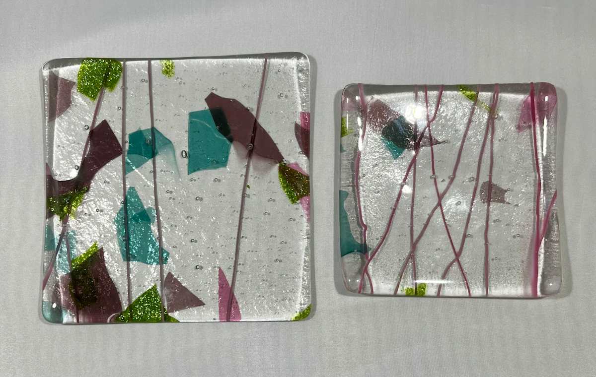 Small dishes, 5" square, 4" square by Julie Root Sawyer 
