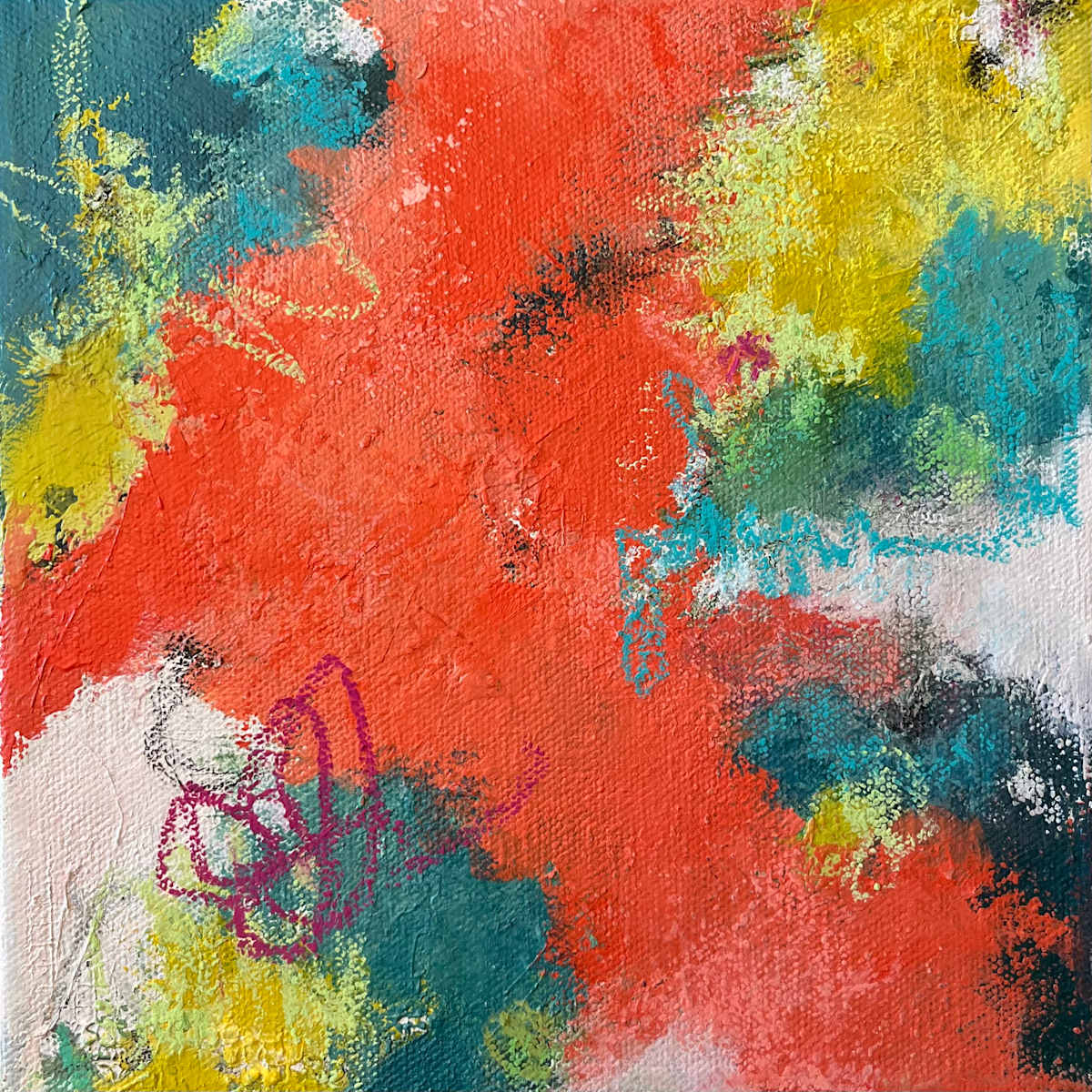Interstellar by Julia Kuklis  Image: Acrylic paint applied with palette knife and brush, oil pencil and oil pastel on textured canvas. 