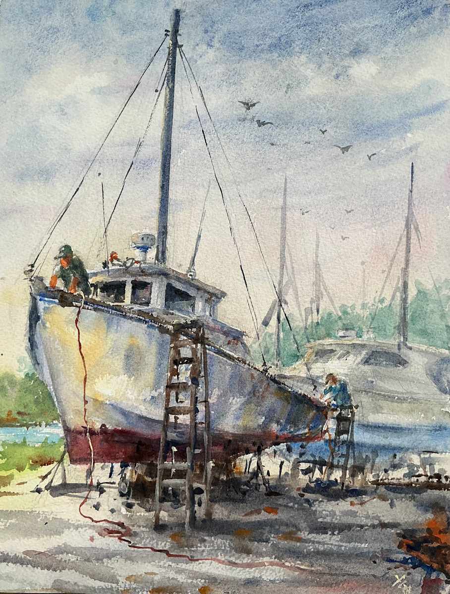 Sanding the Boat by Vicky Zhou 