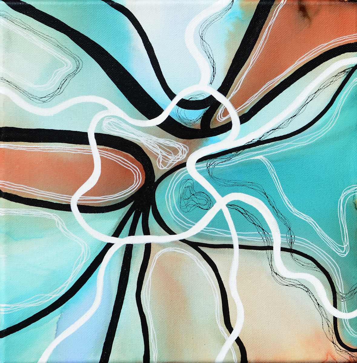 Anarchy by Angela Corey  Image: "Anarchy" - Alcohol Ink with Acrylic Ink on 10 x 10 Canvas with Black Frame