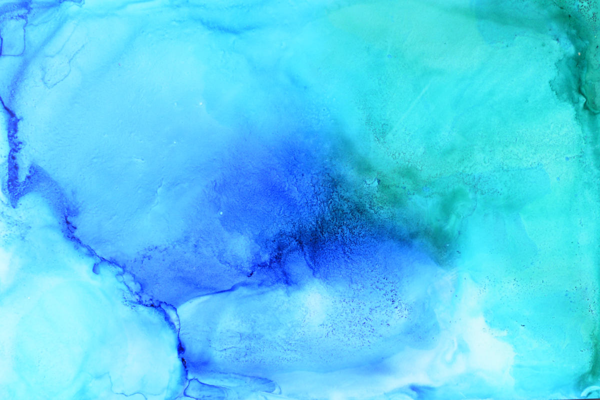 Calm Seas by Angela Corey  Image: "Calm Seas" - Alcohol Ink Painting on 5x7.5 Stone Paper with 11x14 Matte and Black Frame