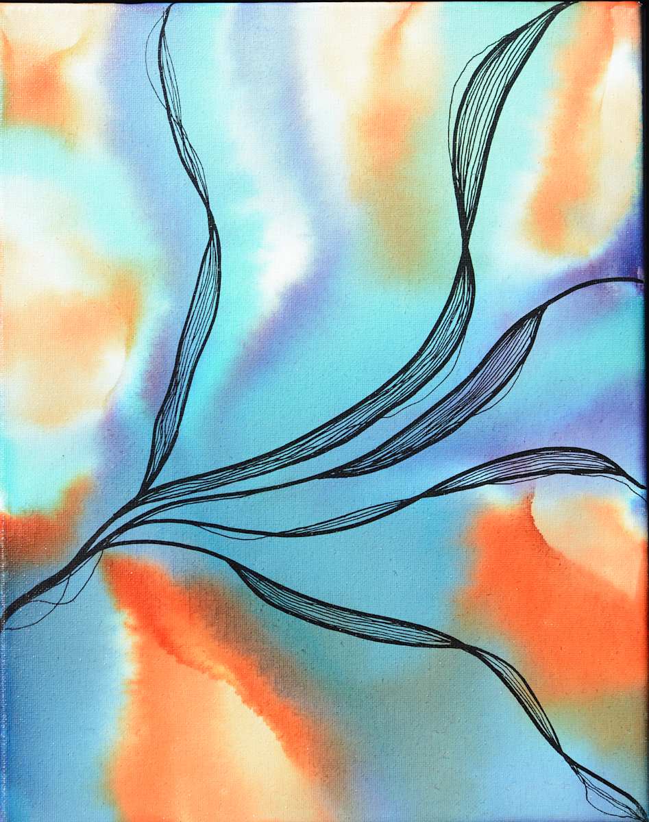Etheral by Angela Corey  Image: "Etheral" - Alcohol Ink Painting on 11x14 Canvas with Acrylic Ink accents with Black Float Frame