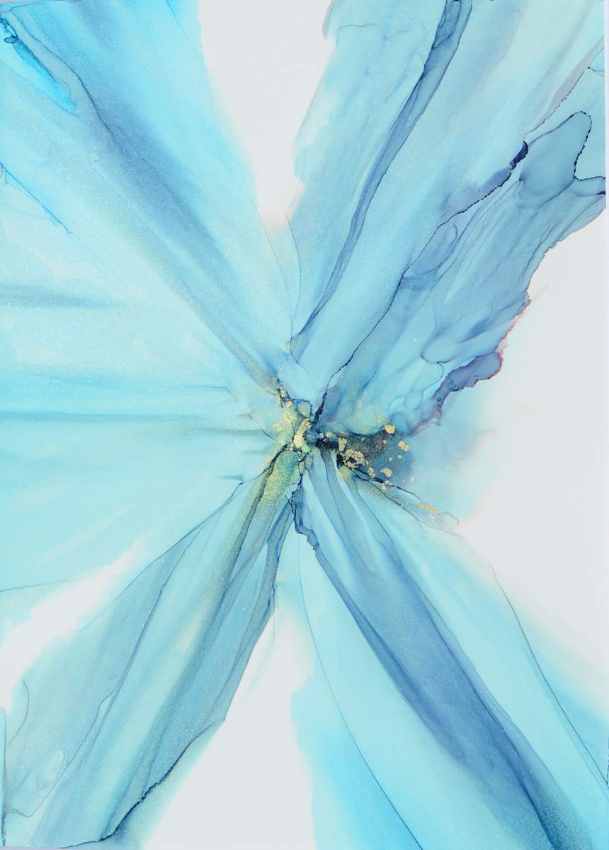 Fluid by Angela Corey  Image: "Fluid" - Alcohol Ink Painting on 9x12 Yupo Paper with 16x 20 Matte & Black Frame