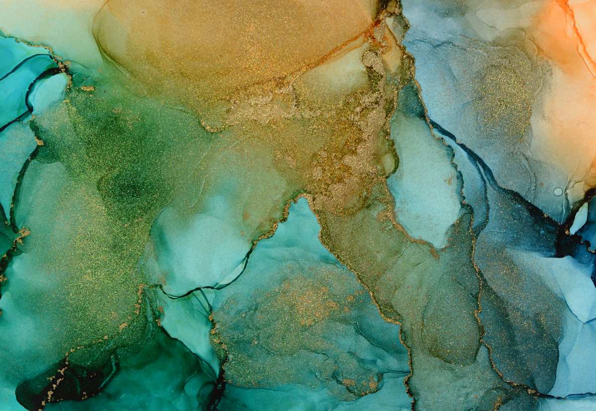 Splendor by Angela Corey  Image: "Splendor" - Alcohol Ink on 5x7 Yupo paper with 11x14 matte & black frame
