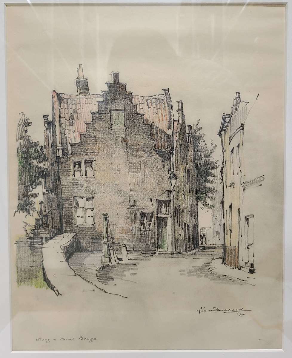 Along a Canal, Bruge by Leon Pescheret, Image 1.