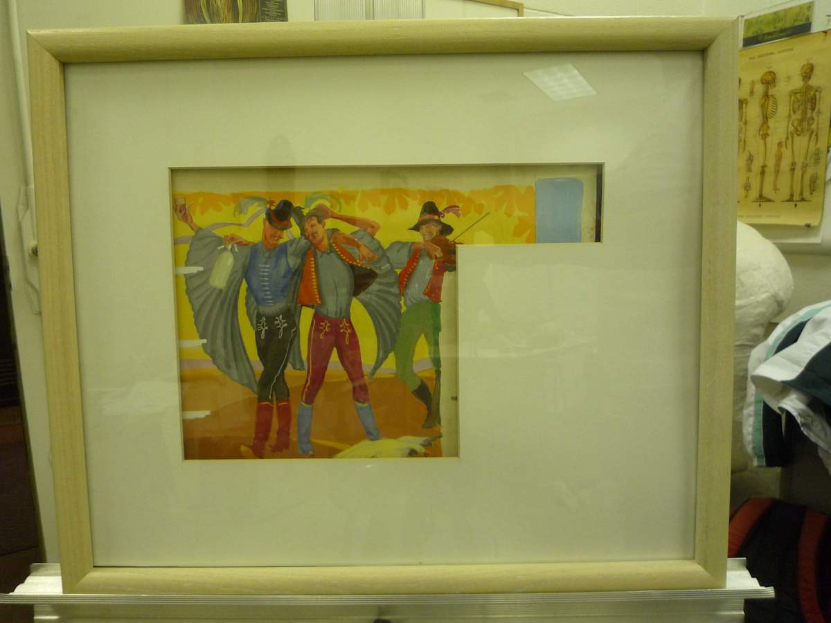 Mural Design (two men working) by Andrew and Louis Karoly, Szanto, Image 1.