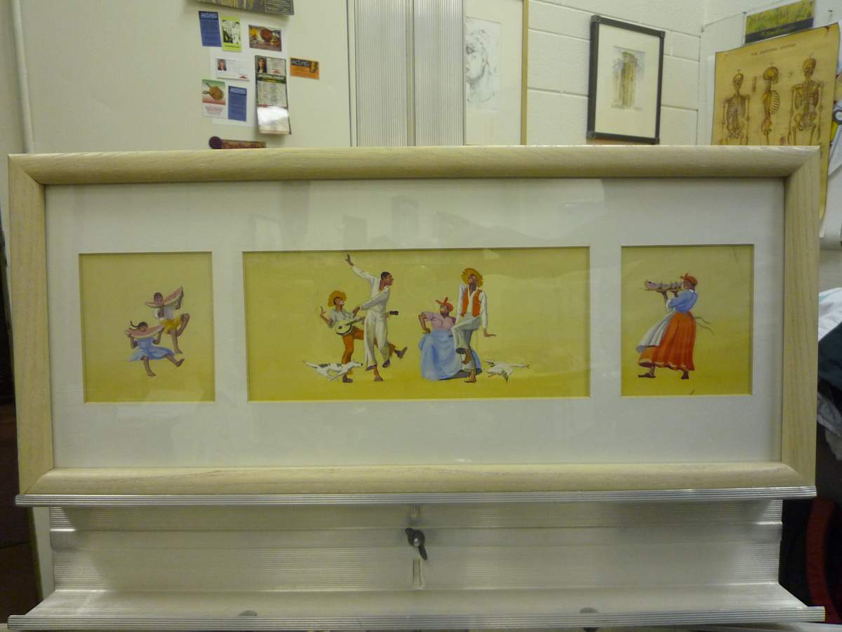 Mural Design (thee images figures dancing) by Andrew and Louis Karoly, Szanto, Image 1.
