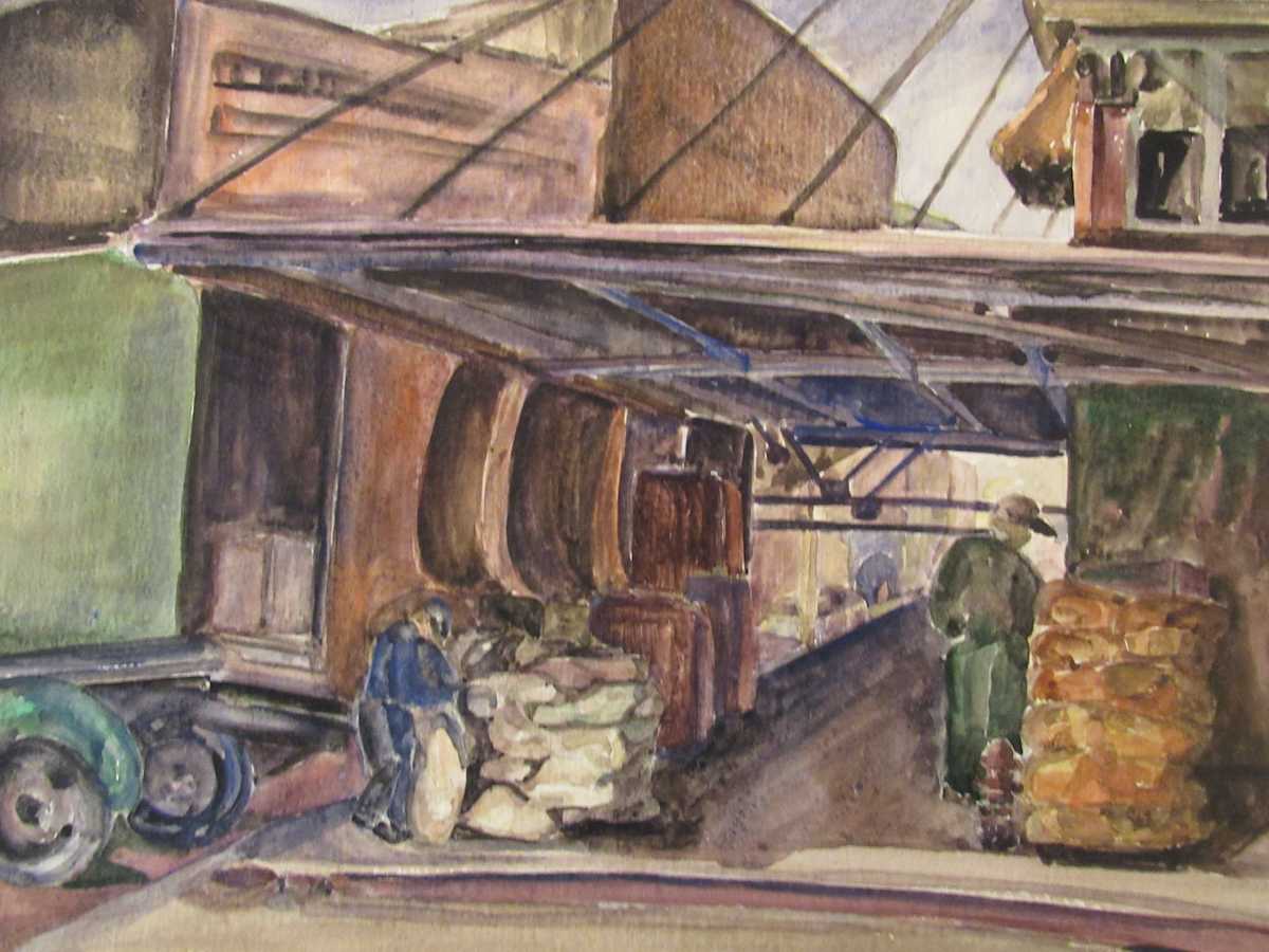 Workmen Unloading a Truck by Evelyn Guhr Sweeney, Image 1.