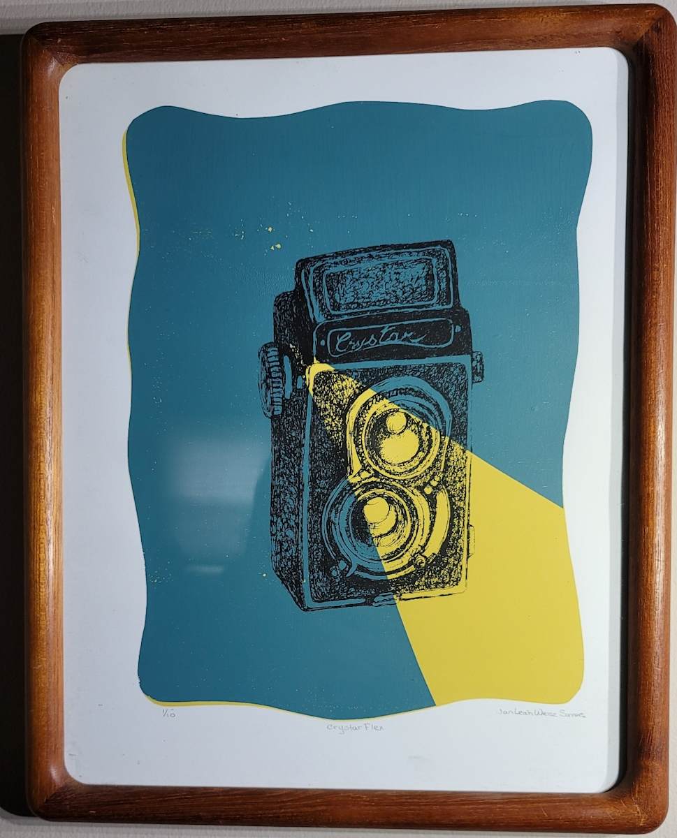 Crystar Camera Silkscreen Light Rays by Jan Somers  Image: Crystar Camera Silkscreen used a photographic transfer process unto silkscreen, creating limited addition  of 10 uniquely individual prints.