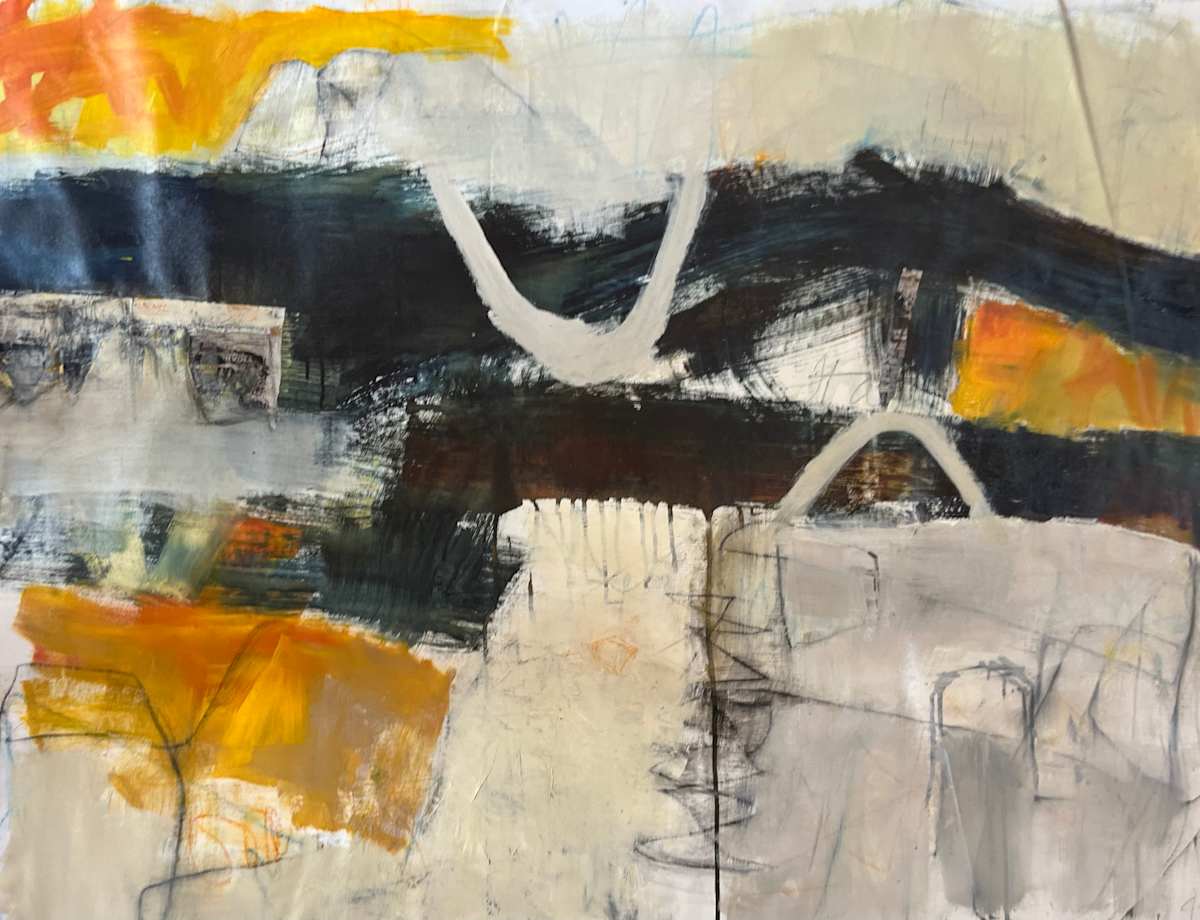 It's all come to grief by Patricia Coughlin  Image: During this residency, in which there has been nothing but time to paint and to face myself on the canvas, deep waves of grief for much that has been lost, came to the surface and inspired this painting.