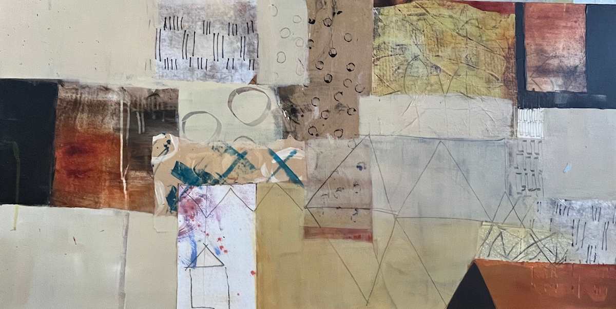 It's a long road by Patricia Coughlin  Image: mixed media piece with lots of subtle interest