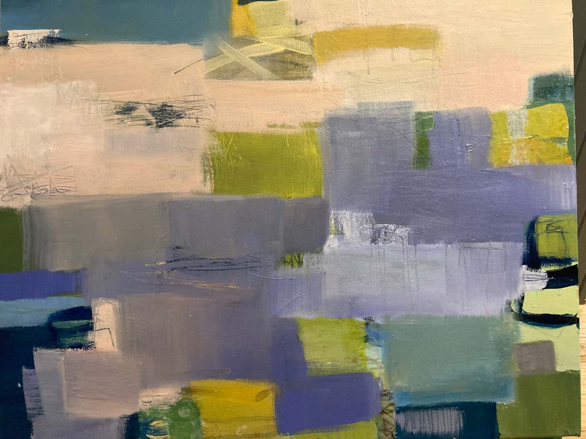 walk on the beach by Patricia Coughlin  Image: first abstract oil to sell back in 2020