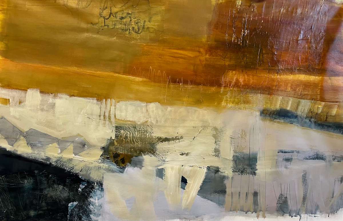 into the quiet by Patricia Coughlin  Image: This painting was created during the residency after feeling stuck and shifting to an expression of my somber mood.