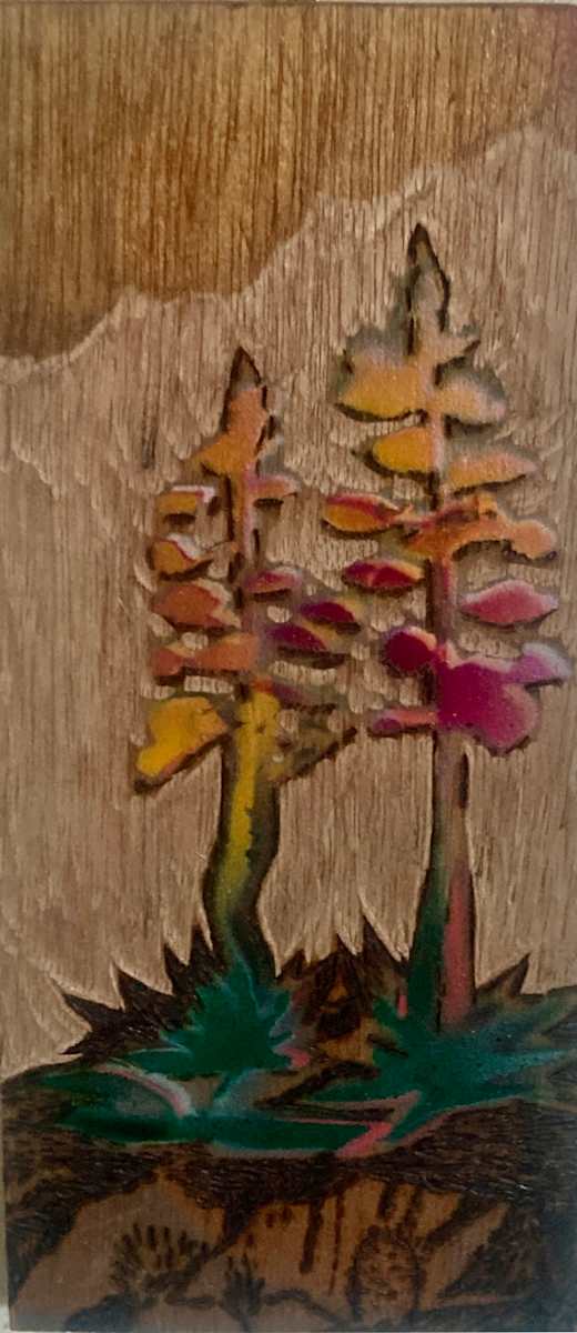 Agave Lovers by Heart of the Sun Gallery  Image: spray paint and wood burning 2025 Josephine Thomason and Joseph Marshall on 1/2" plywood