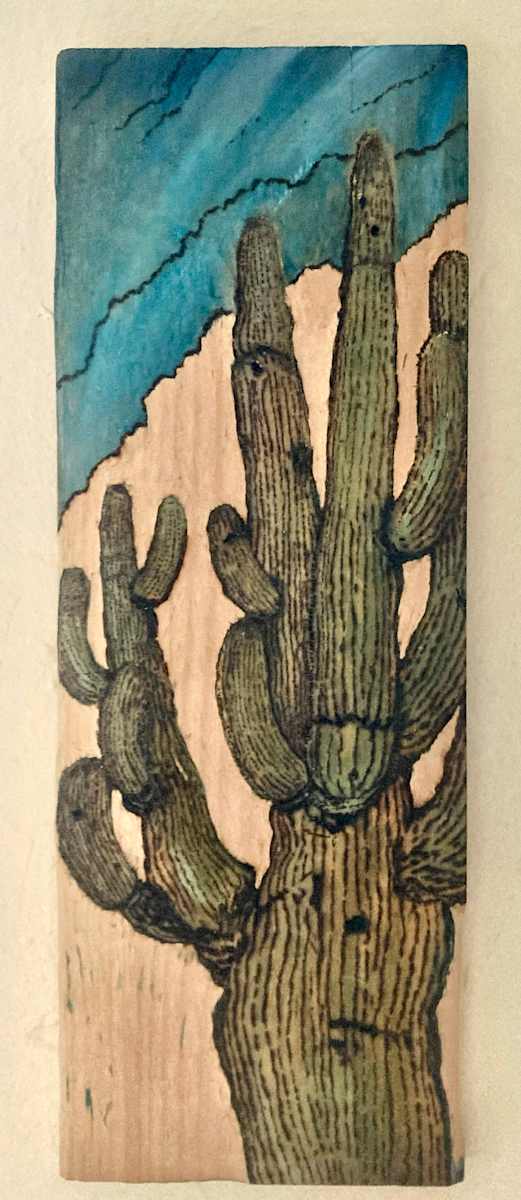 Stand Strong by Heart of the Sun Gallery  Image: Josephine Thomason & Joseph Marshall 2025 spray paint and woodburning on repuposed wood
