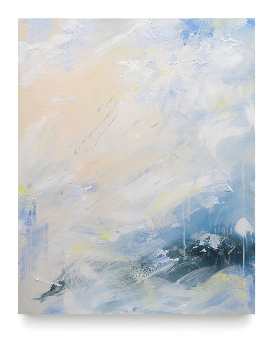 Sky High by Dana Mooney  Image: This meditative artwork takes you to the ocean's edge, where sun breaks through the clouds above, bringing hope and optimism to your space.  Bring this calming painting into your home. 

Acrylic on canvas

24" x 30" 

$1260